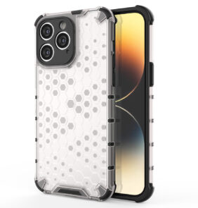 Honeycomb case for iPhone 14 Pro armored hybrid cover transparent