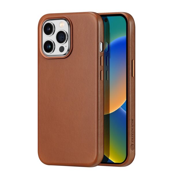 Dux Ducis Naples case for iPhone 14 Pro Max magnetic leather case MagSafe brown
