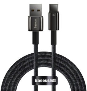 Baseus Tungsten Gold cable USB-A - USB-C 480Mb/s 100W 2m black (CAWJ000101)