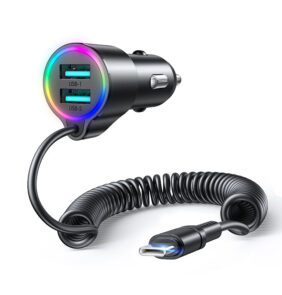 Joyroom 3-in-1 fast car charger with USB-C cable 1.5m 17W black (JR-CL24)