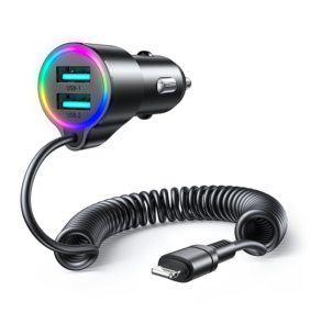 Joyroom 3-in-1 fast car charger with Lightning cable 1.5m 17W black (JR-CL25)