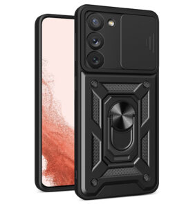 Hybrid Armor Camshield case for Samsung Galaxy S23+ armored cover with camera cover black