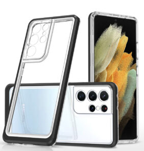 Clear 3in1 case for Samsung Galaxy S23 Ultra silicone cover with frame black