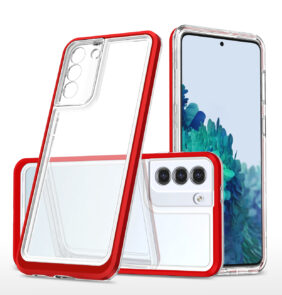 Clear 3in1 case for Samsung Galaxy S23 silicone cover with frame red