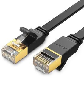 Ugreen Flat Cable Internet Network Cable Ethernet Patchcord RJ45 Cat 7 STP LAN 10 Gbps 10m Black (NW106 11265)