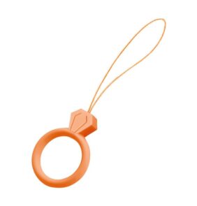 Silicone lanyard for the phone diamond ring pendant for a finger orange