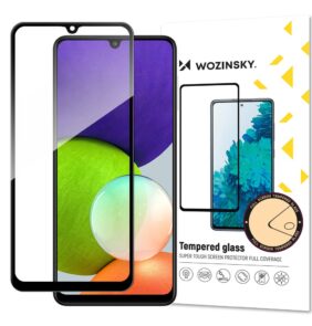 Wozinsky Tempered Glass Full Glue Super Tough Screen Protector Full Coveraged with Frame Case Friendly for Samsung Galaxy A22 4G black