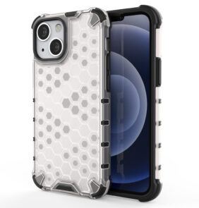 Honeycomb Case armor cover with TPU Bumper for iPhone 13 mini transparent