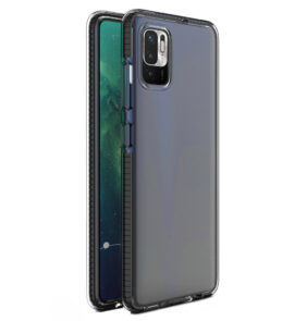 Spring Case clear TPU gel protective cover with colorful frame for Xiaomi Redmi Note 10 5G / Poco M3 Pro black