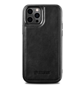 iCarer Leather Oil Wax case covered with natural leather for iPhone 12 Pro Max black (ALI1206-BK)