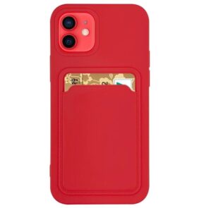 Card Case Silicone Wallet Case With Card Slot Documents For Samsung Galaxy S21 + 5G (S21 Plus 5G) Red