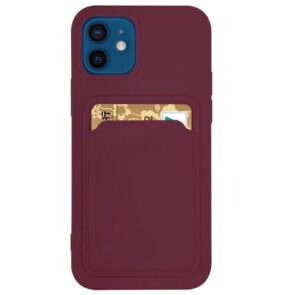 Card Case Silicone Wallet Case with Card Slot Documents for Samsung Galaxy A72 4G Burgundy