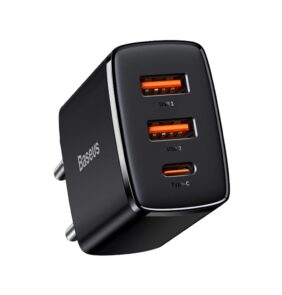 Baseus Compact fast charger 2x USB / USB Type C 30W 3A Power Delivery Quick Charge black (CCXJ-E01)