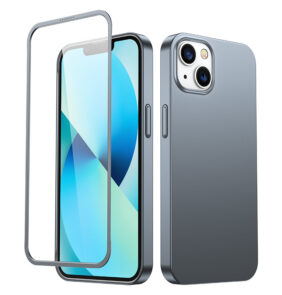 Joyroom 360 Full Case front and back cover for iPhone 13 + tempered glass screen protector grey (JR-BP927 tranish)