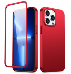 Joyroom 360 Full Case front and back cover for iPhone 13 Pro Max + tempered glass screen protector red (JR-BP928 red)