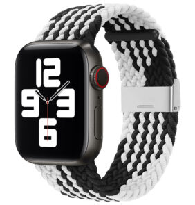 Strap Fabric Watch Band 8/7/6 / SE / 5/4/3/2 (41mm / 40mm / 38mm) Braided Fabric Strap Watch Bracelet Black and White