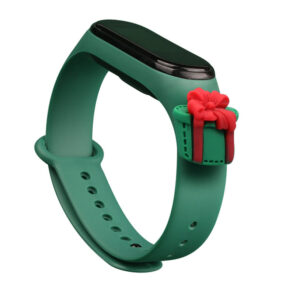 Strap Xmas Wristband for Xiaomi Mi Band 6 / Mi Band 5 Christmas Silicone Strap Bracelet Dark Green (Gift)