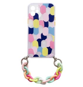 Color Chain Case gel flexible elastic case cover with a chain pendant for iPhone 13 Pro multicolour  (1)
