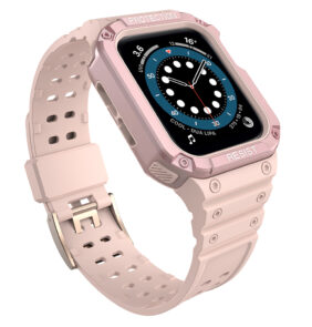 Protect Strap Band with Case for Apple Watch 7 / SE (45/44 / 42mm) Case Armored Watch Cover Pink