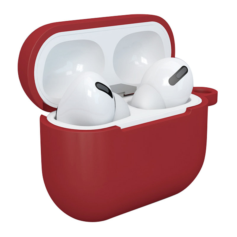 Apple AirPods 3 soft silicone earphones case + clip hook red (case D)