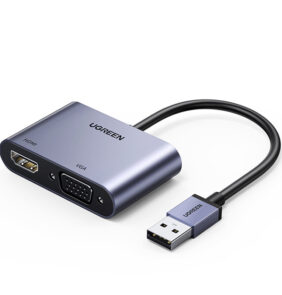 Ugreen adapter converter USB - HDMI 1.3 (1920 x 1080@60Hz) + VGA 1.2 (1920 x 1080@60Hz) gray (CM449)