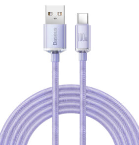 Baseus Crystal Shine Series cable USB cable for fast charging and data transfer USB Type A - USB Type C 100W 2m purple (CAJY000505)