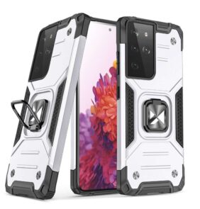 Wozinsky Ring Armor tough hybrid case cover + magnetic holder for Samsung Galaxy S22 Ultra silver