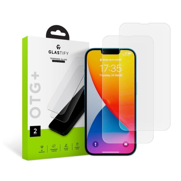 TEMPERED GLASS GLASTIFY OTG+ 2-PACK IPHONE 13 PRO MAX / 14 PLUS / 15 PLUS CLEAR