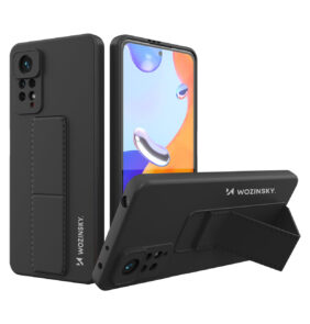 Wozinsky Kickstand Case Silicone Stand Cover for Xiaomi Redmi Note 11 Pro black