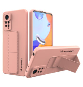 Wozinsky Kickstand Case Silicone Stand Cover for Xiaomi Redmi Note 11 Pro pink