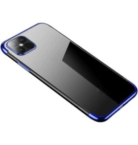 Clear Color case TPU gel cover with a metallic frame for Samsung Galaxy S22 Ultra blue