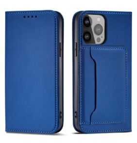Magnet Card Case for iPhone 13 Pro cover card wallet card stand blue