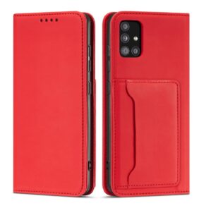 Magnet Card Case For Samsung Galaxy A12 5G Pouch Wallet Card Holder Red