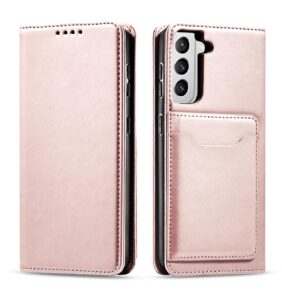Magnet Card Case Case for Samsung Galaxy S22 Pouch Card Wallet Card Stand Pink