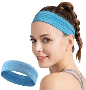 Elastic fabric headband for running fitness blue