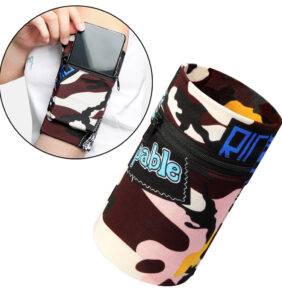 Fabric armband for running fitness brown