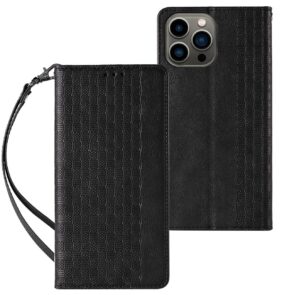 Magnet Strap Case Case for iPhone 14 Plus Flip Wallet Mini Lanyard Stand Black