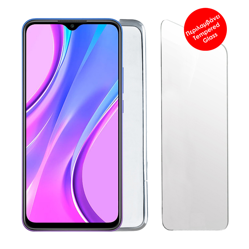 VOLTE-TEL COMBO XIAOMI REDMI 9 6.53" TEMPERED 0.30 + ΘΗΚΗ SLIMCOLOR AIR CAMERA GUARD WHITE