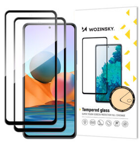 Wozinsky Set of 2x Super Durable Full Glue Full Screen Tempered Glass with Frame Case Friendly Xiaomi Redmi Note 12 Pro+ / Note 12 Pro / Note 12 5G / Note 12 / Xiaomi Redmi Note 10 Pro Black