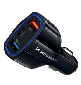 Wozinsky car charger USB x2 and USB C black (WCC-01)