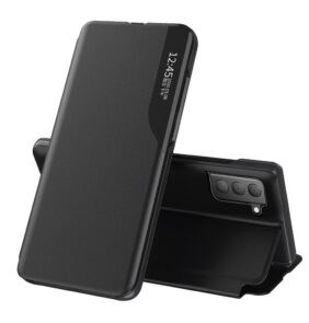 Eco Leather View Case elegant bookcase type case with kickstand for Samsung Galaxy S21 FE black