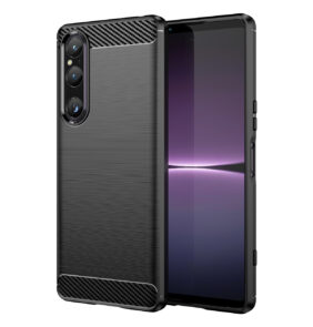 Carbon Case cover for Sony Xperia 1 V flexible silicone carbon cover black