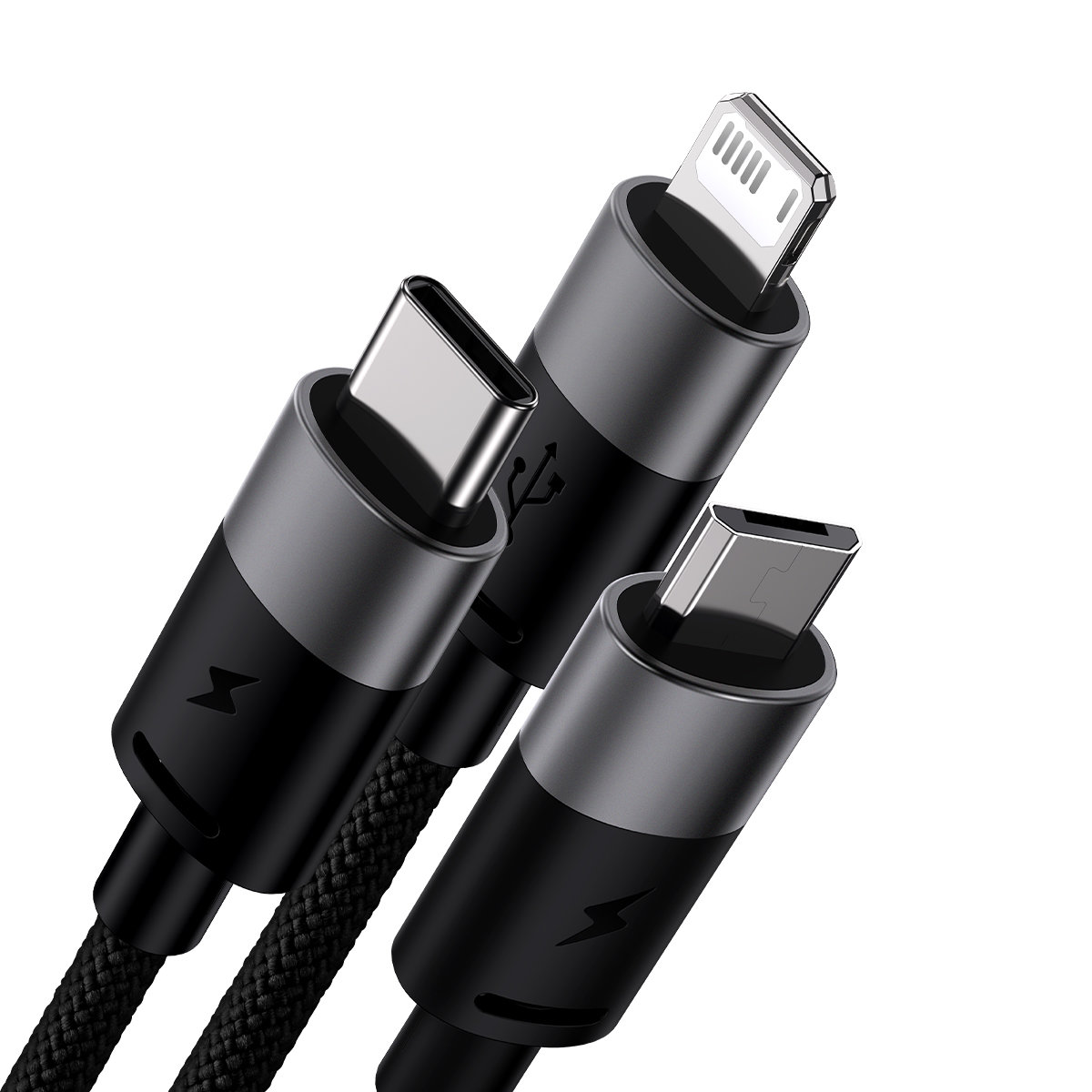 3in1 USB - micro USB / Lightning / USB C 3.5A 1.2m cable Baseus StarSpeed - black