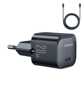 Mini USB C Charger 20W PD with USB C Cable - Lightning Joyroom JR-TCF02 | black