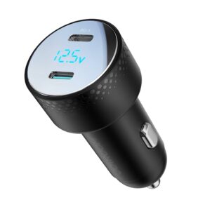 Car charger 2x USB C 70W with LED display Joyroom JR-CCD02 | black