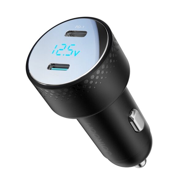 Car charger 2x USB C 70W with LED display Joyroom JR-CCD02 | black