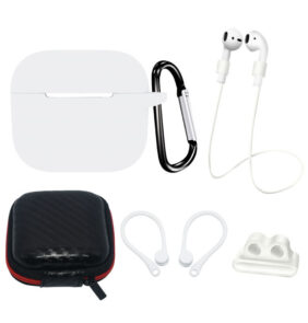 AirPods 3 Silicone Case Set + Case/Ear Hook/Neck Strap/Watch Strap Holder/Carabiner Clasp | White