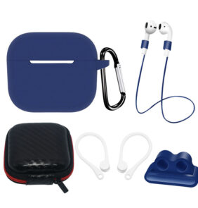 AirPods 3 Silicone Case Set + Case/Ear Hook/Neck Strap/Watch Strap Holder/Carabiner Clasp | blue