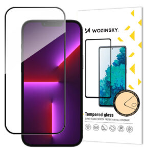 Wozinsky Full Glue iPhone 15 Pro Max Case Friendly Tempered Glass with Frame - Black