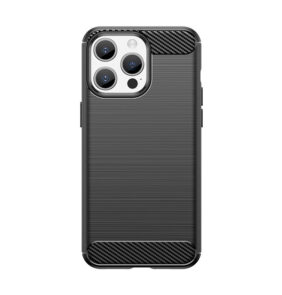 Flexible carbon pattern case for iPhone 15 Pro Max Carbon Case - black